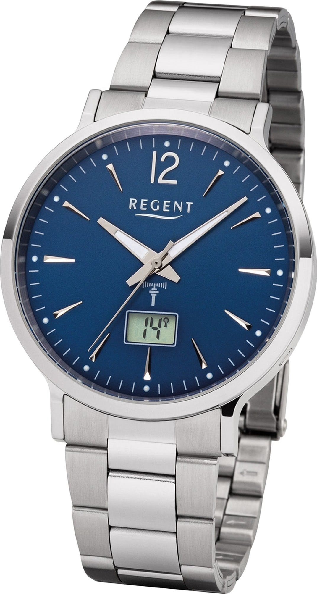 Regent Funkuhr mit rundes Metallarmband, Uhr Regent Gehäuse FR-247, 40mm), Herrenuhr (ca. Elegant-Style Metall Herren