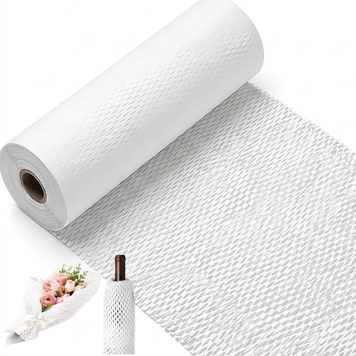 Creativery Packpapier, Wabenpapier 50cm x 25m Rolle für Verpackung & Polsterung Weiß