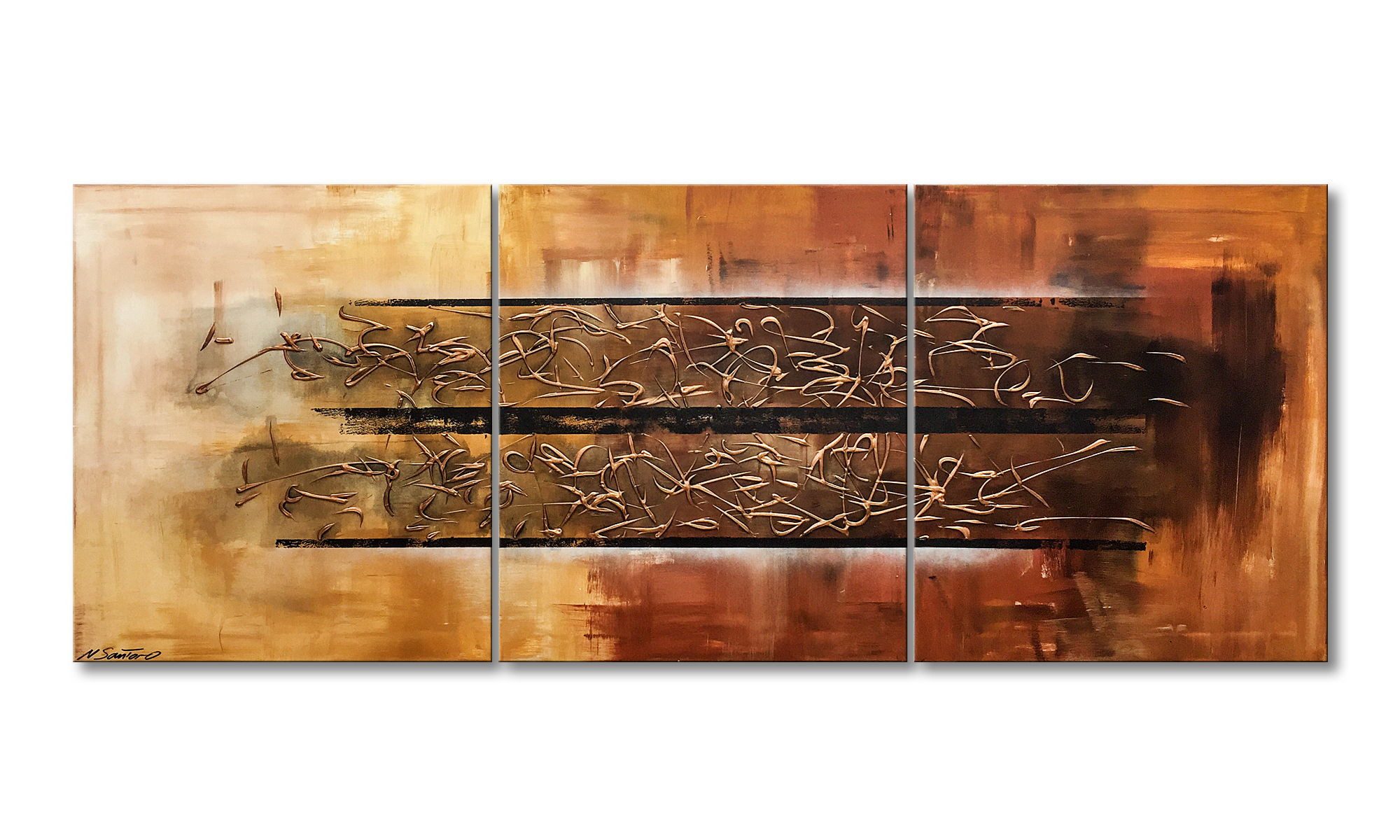 WandbilderXXL Gemälde Frozen Moment 180 x 70 cm, Abstraktes Gemälde, handgemaltes Unikat