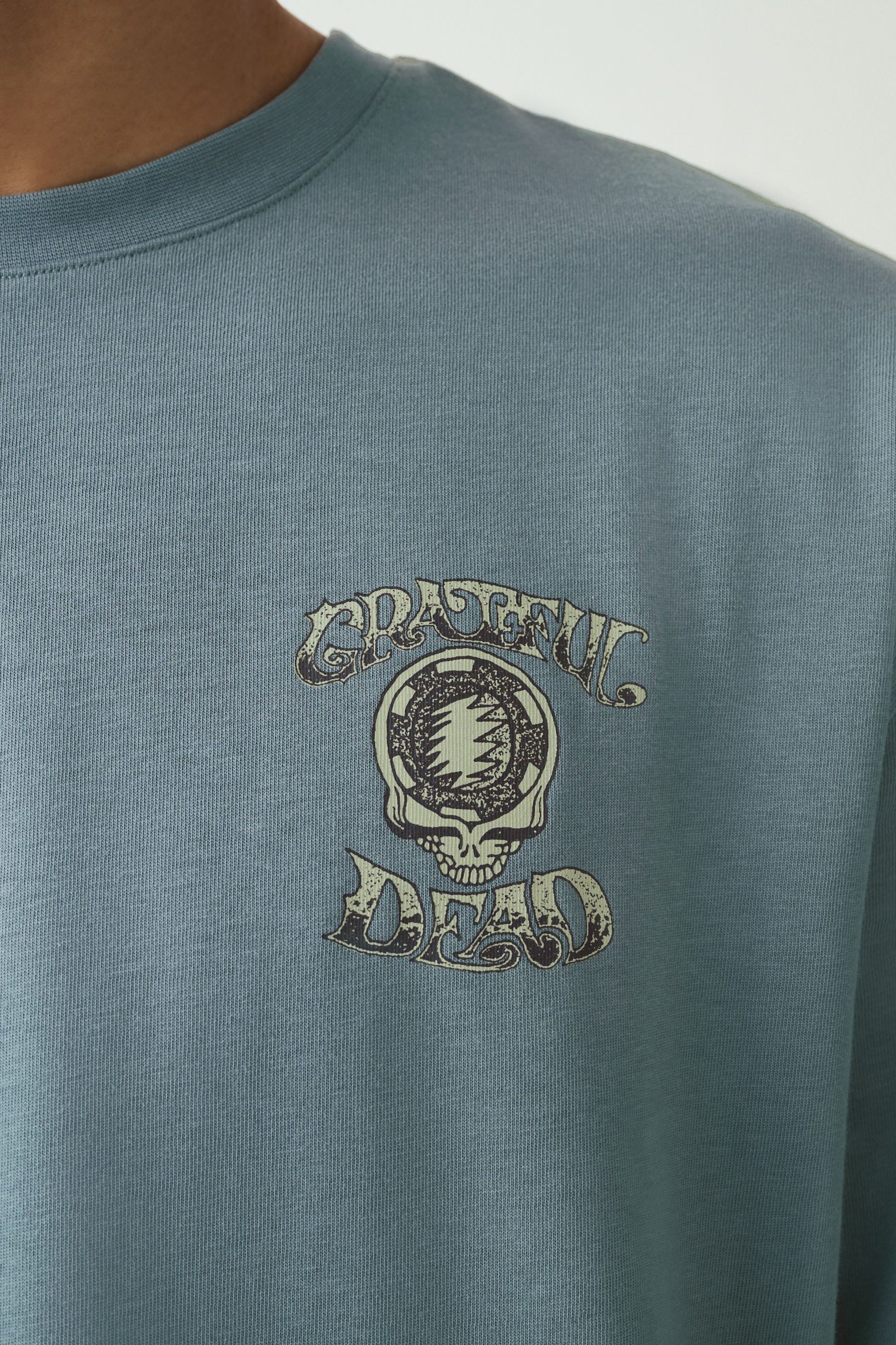 Next T-Shirt Langshirt 100 % Baumwolle Bandgrafik – Relaxed Fit (1-tlg)