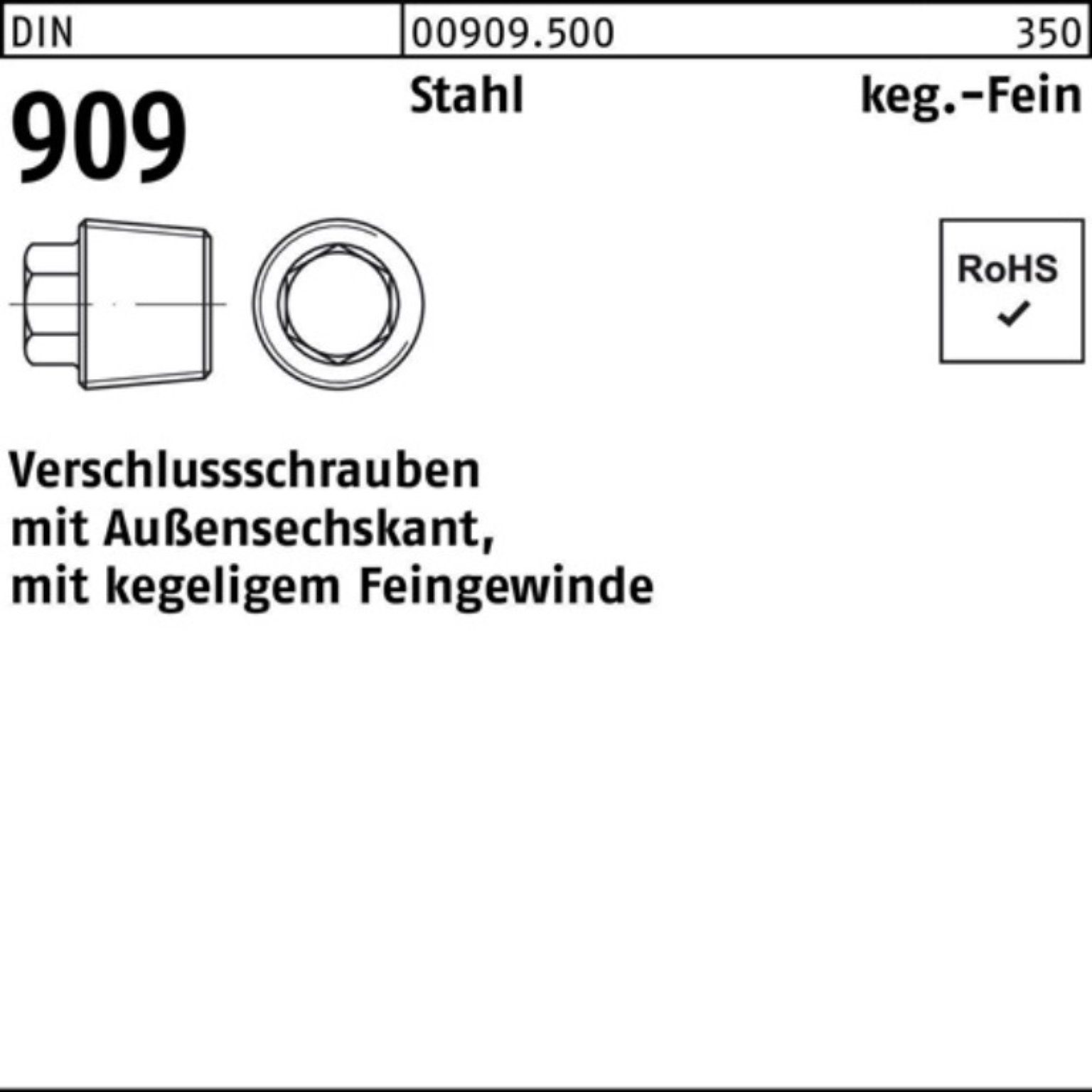 Reyher Schraube 100er Pack Verschlußschraube DIN 909 Außen-6-kt M16x 1,5 Stahl 50 St
