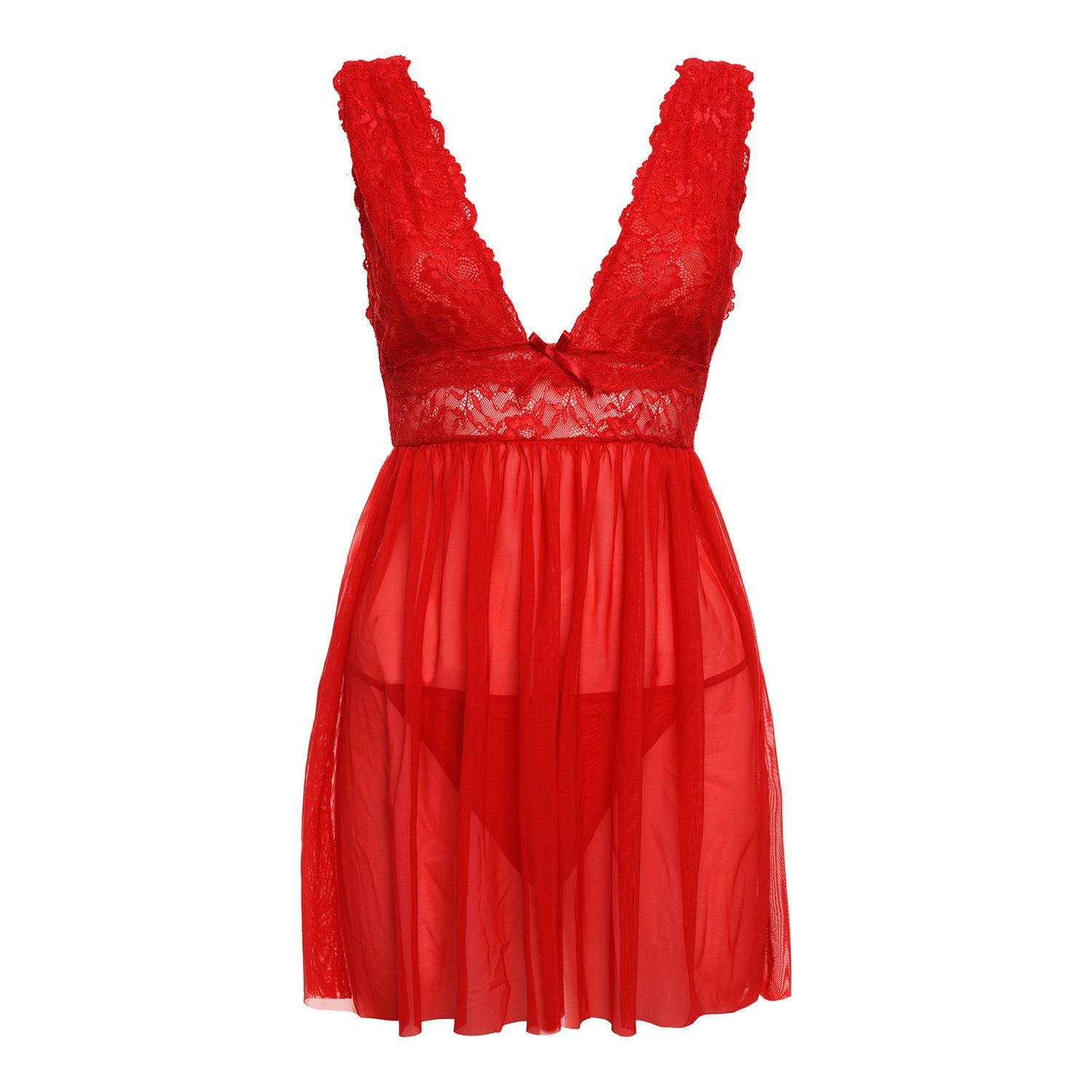 CHRISTINE LE DUC Negligé Babydoll + String Lieve - Rot – Bild 4 von 5