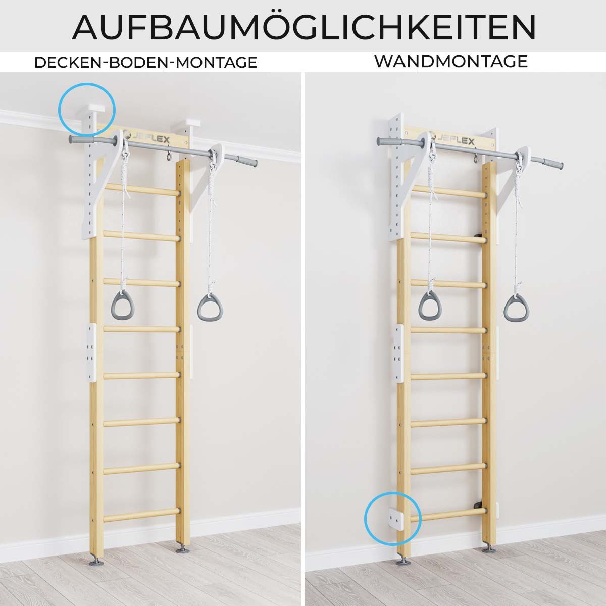 Jeflex Sprossenwand Holzsprossenwand ClimbMaxx M6