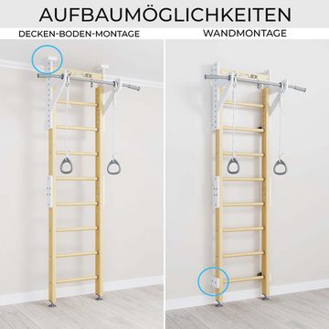 Jeflex Sprossenwand ClimbMaxx M6 Eco1 aus Holz, Wandmontage oder freistehnd