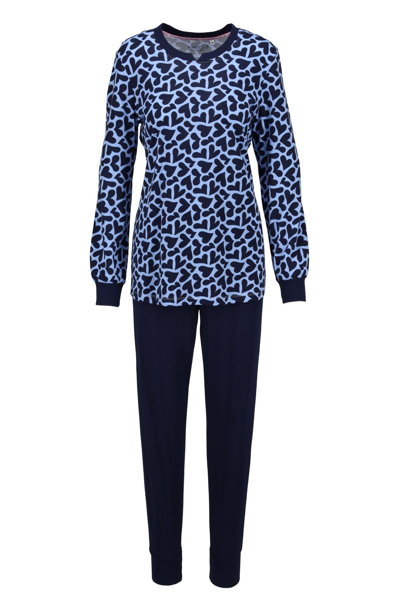 Ringella Pyjama Langarm Schlafanzug mit Strickbündchen (2 tlg) Single Jersey aus reiner Baumwolle
