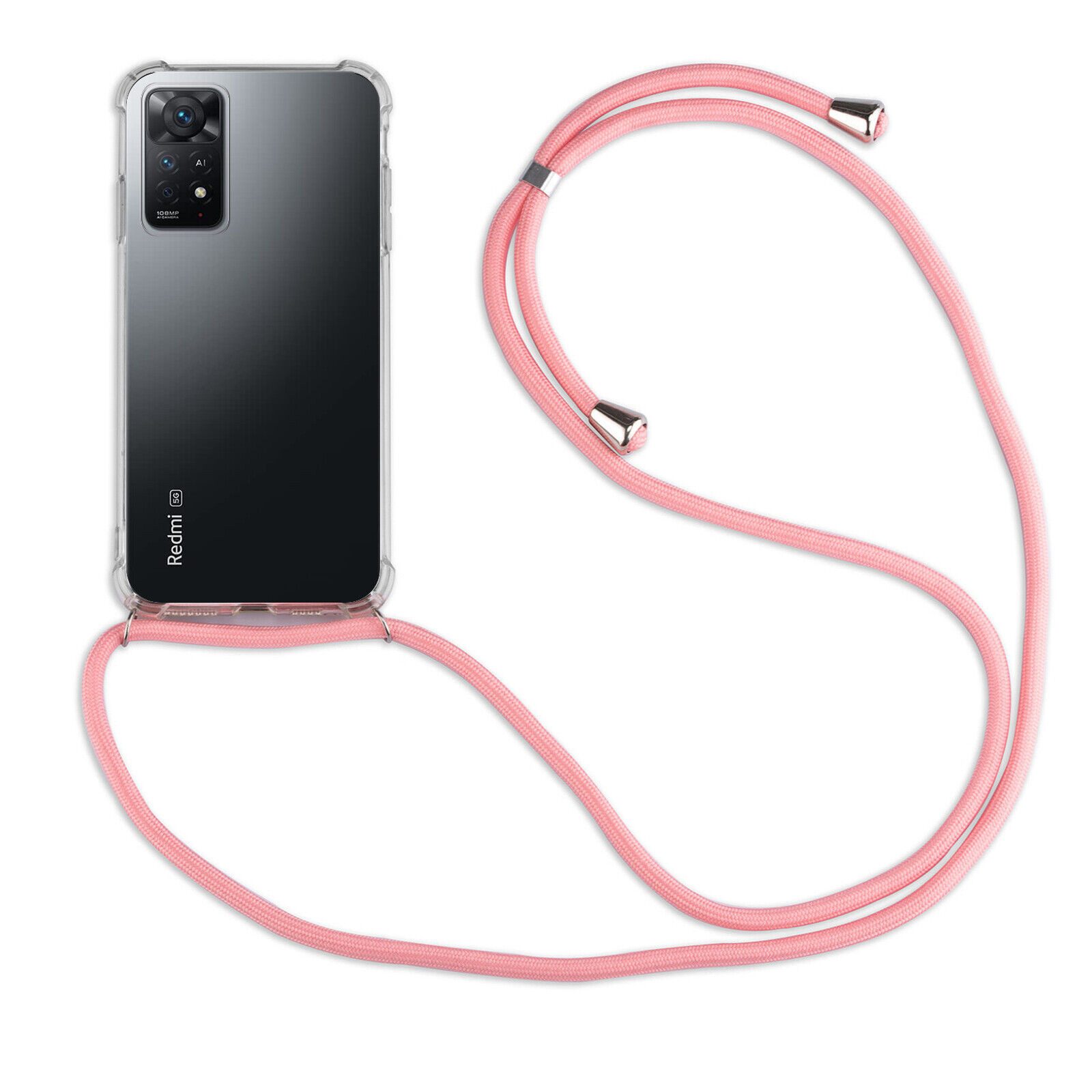 betterfon Handykette für Xiaomi Redmi Note 12 Pro 4G / Redmi Note 11 Pro mit Band Rosa, Hände frei – mit Silikonhülle & Schnur für flexiblen Alltag