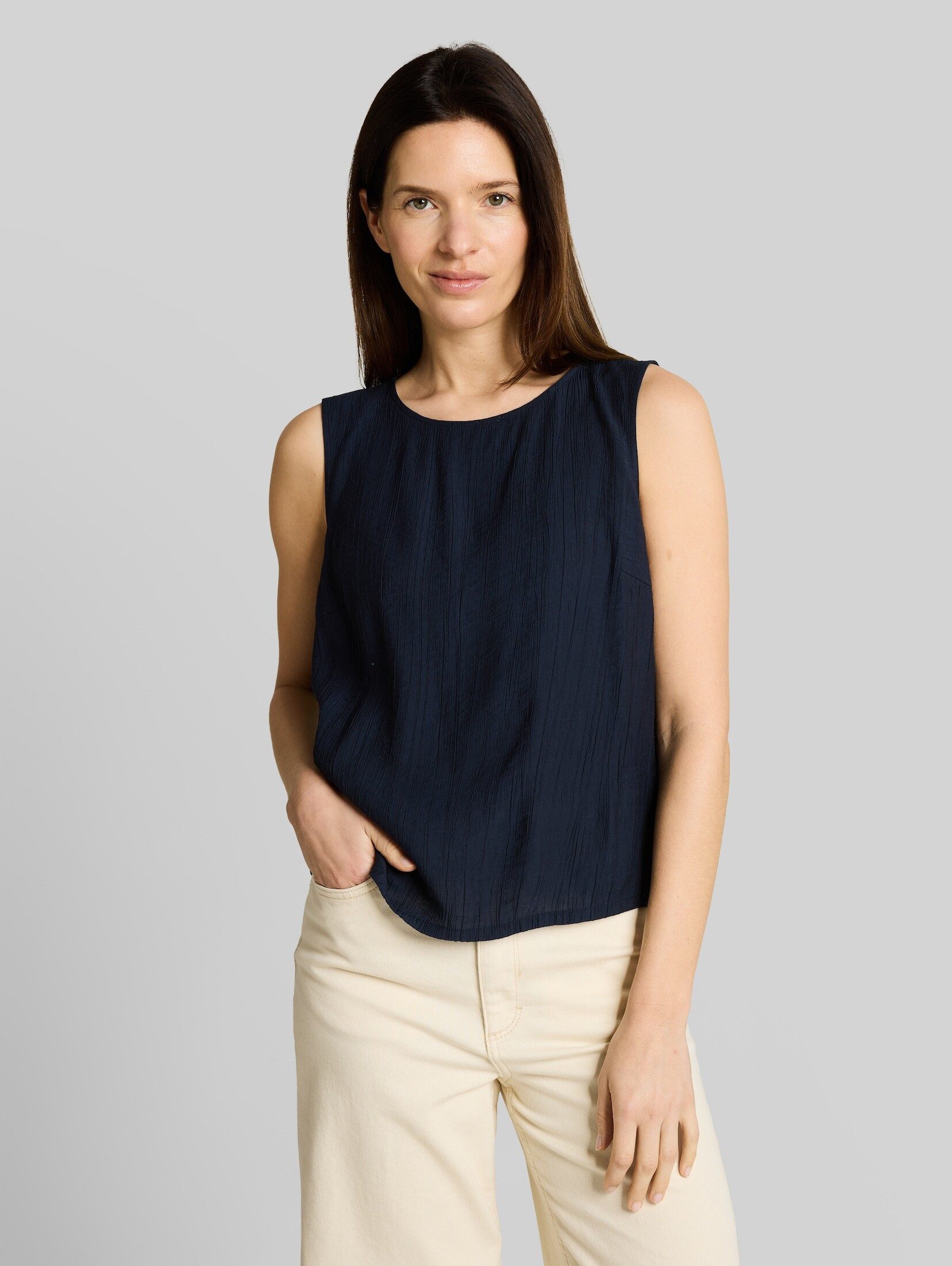 TOM TAILOR Blusentop Blusen & Shirts Crêpe Blusentop mit Rundhalsausschnitt