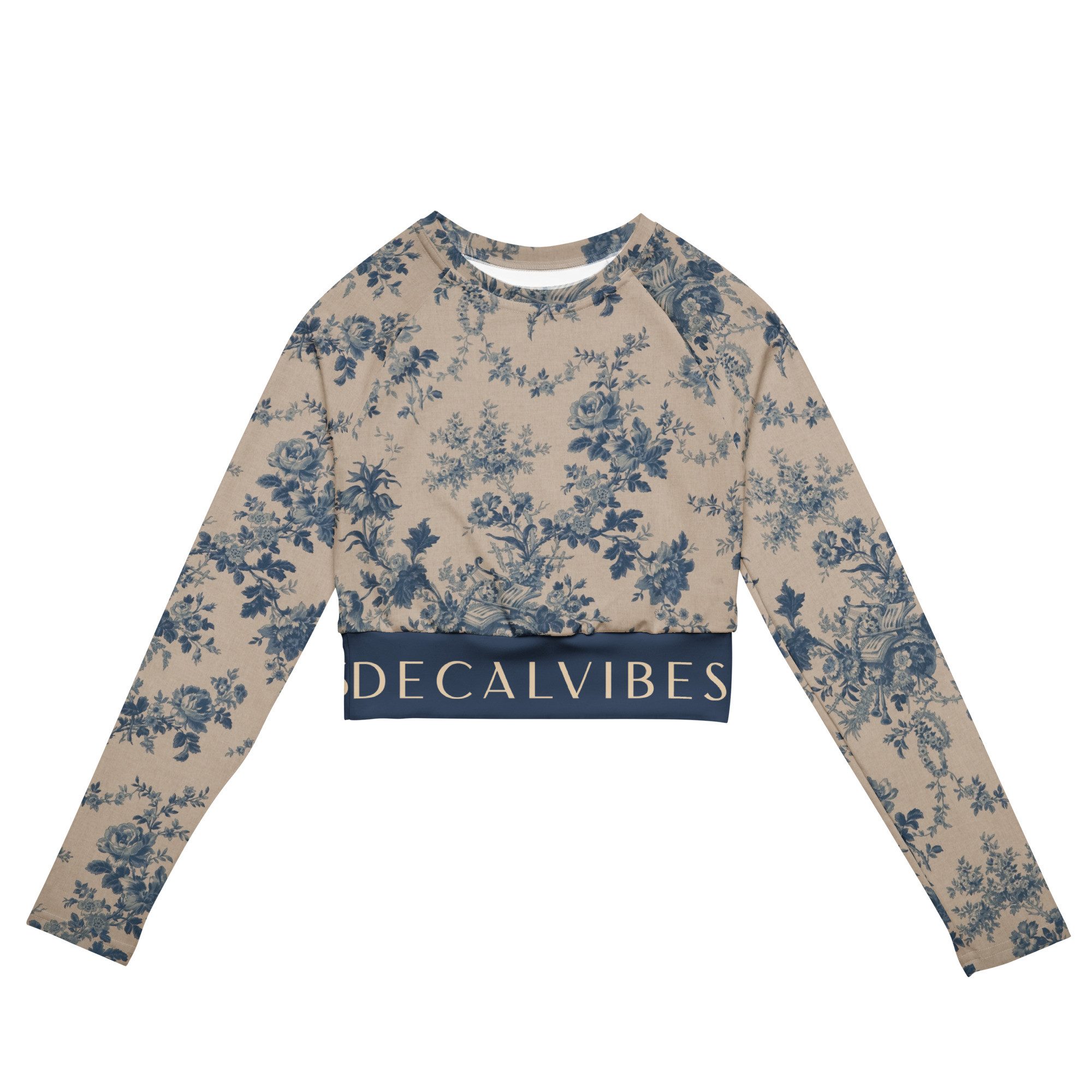 DECALVIBES Crop-Top Crop Top mit langen Ärmeln Ultimate Pastell Plants UPF 50+, lange Raglanärmel, Crop-Schnitt, recyceltes Material