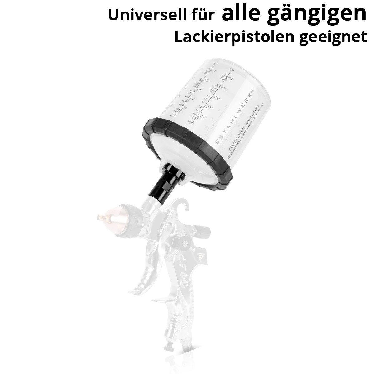STAHLWERK Druckluftwerkzeug Mischbecherset 25-teilig zur Verwendung an, (Paket, 6-tlg., Set), zum Mischen und Auftragen von Lacken