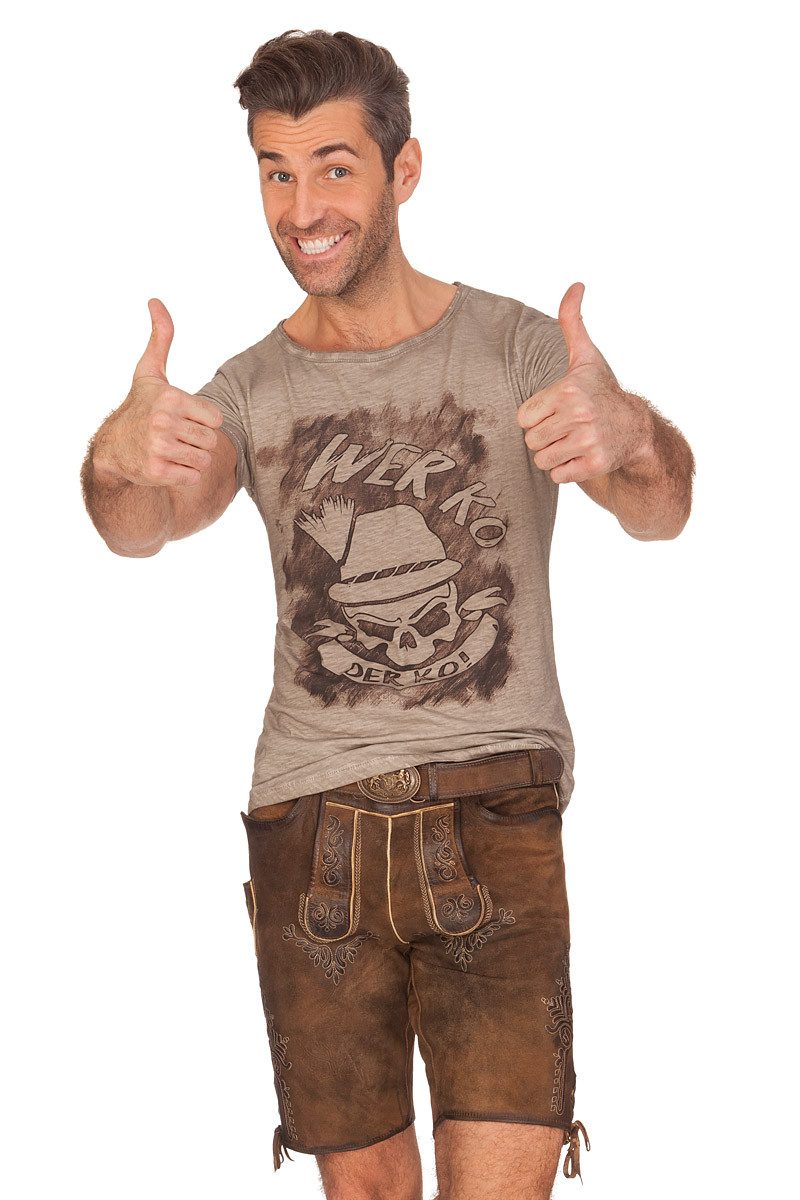 Hangowear Trachtenshirt Trachtenshirt Herren - MILAN - hellbraun