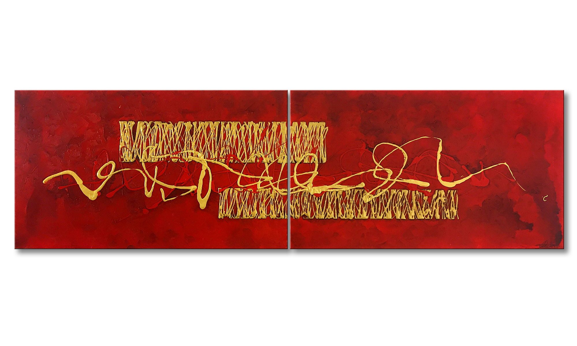 WandbilderXXL Gemälde Comic Strip 200 x 60 cm, Abstraktes Gemälde, handgemaltes Unikat