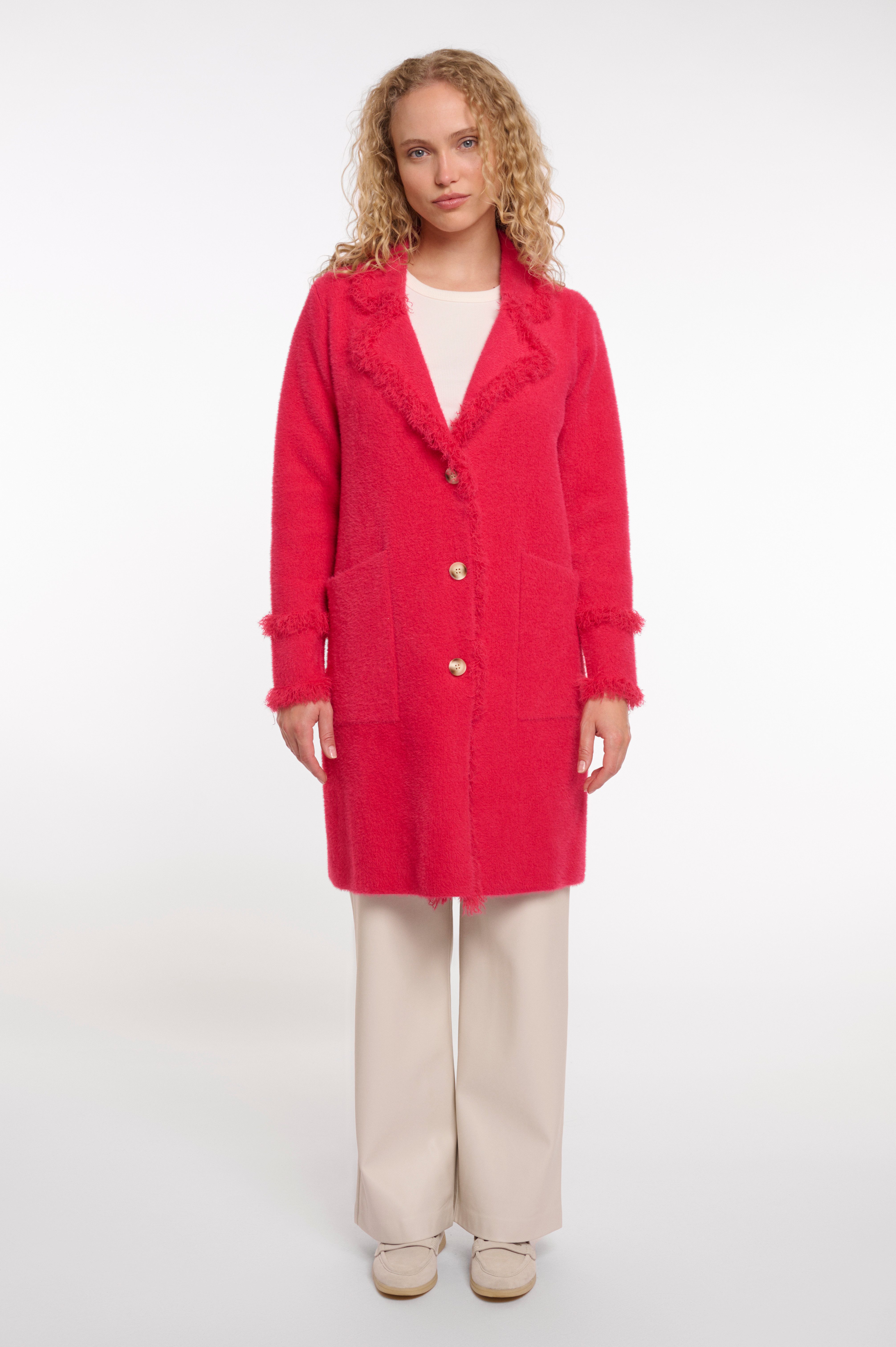 Rino & Pelle Longstrickjacke CATENA mit Fransendetails und Knöpfen