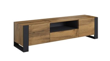 Furnix TV-Schrank WELSA Lowboard mit Schublade und Türen Wotan/Anthrazit B180 x H48 x T44 cm