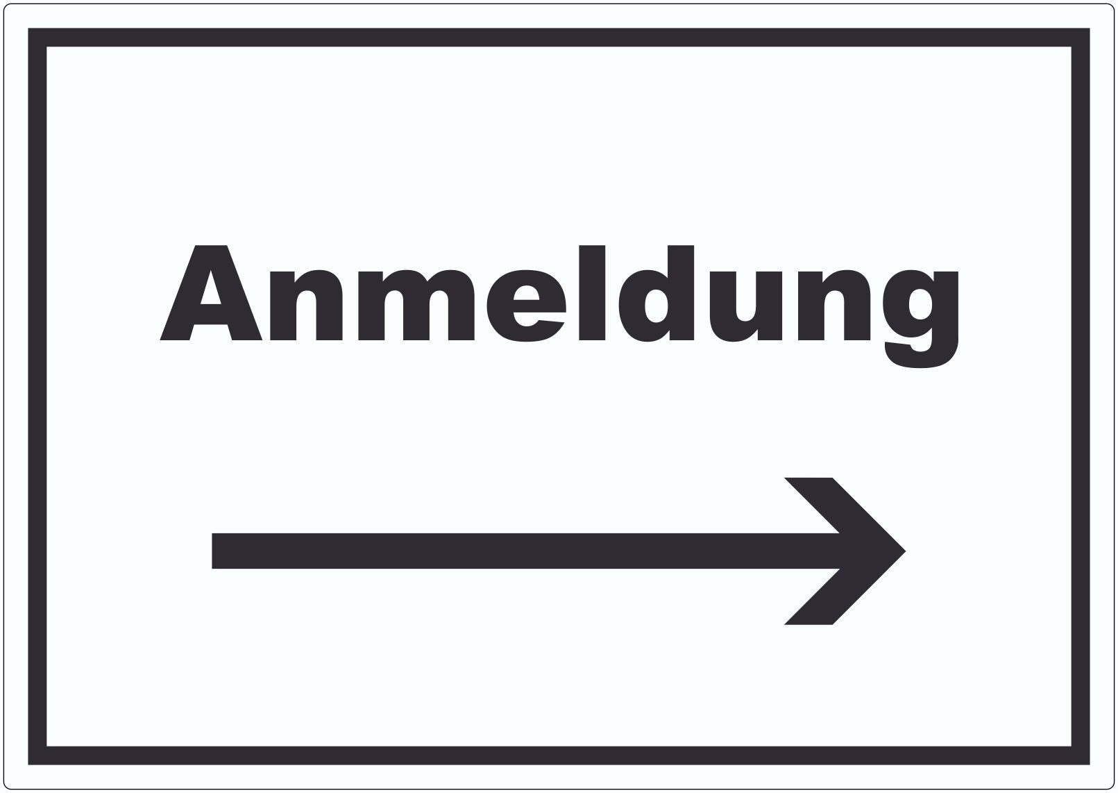 HB-Druck Aufkleber Anmeldung Aufkleber mit Text und Richtungspfeil rechts Aufnahme, wetterfest, UV-beständig, kratzfest