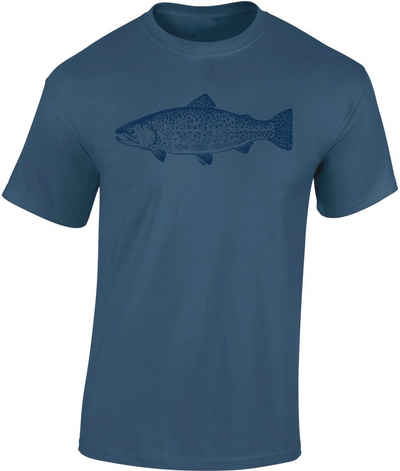 Baddery Print-Shirt Forelle - Angler T-Shirt - Angelkleidung - Angel Zubehör - Geschenk, hochwertiger Siebdruck, auch Übergrößen, aus Baumwolle