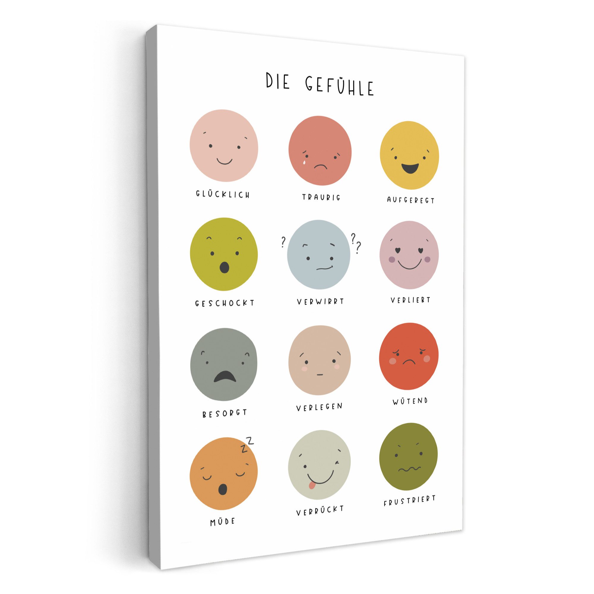 OneMillionCanvasses® Leinwandbild Pädagogisch - Gefühle lernen - Weiß - Emo günstig online kaufen