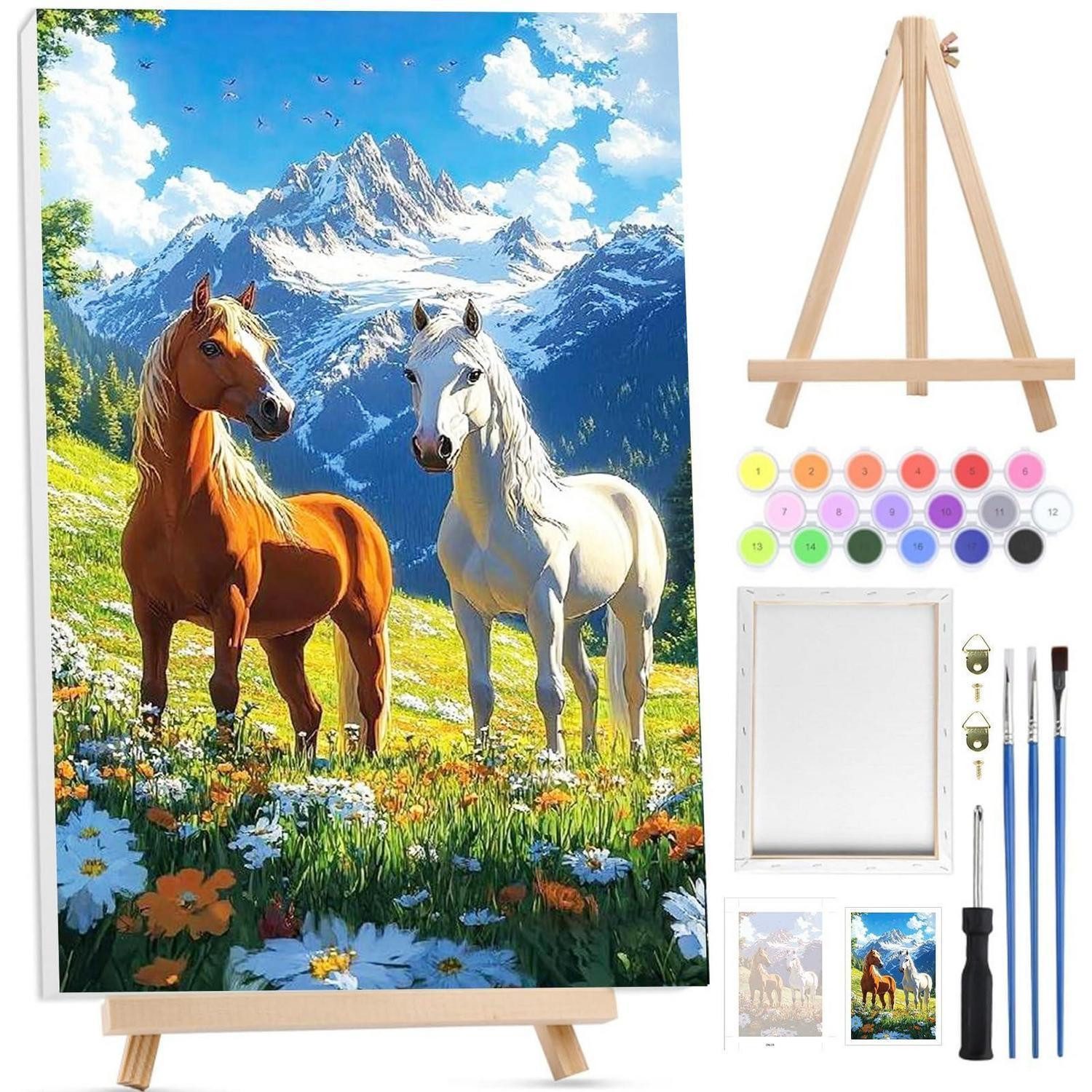 LuxusKollektion Malen nach Zahlen Malen nach Zahlen Erwachsene Tiere mit Rahmen 20x30cm (1-St)