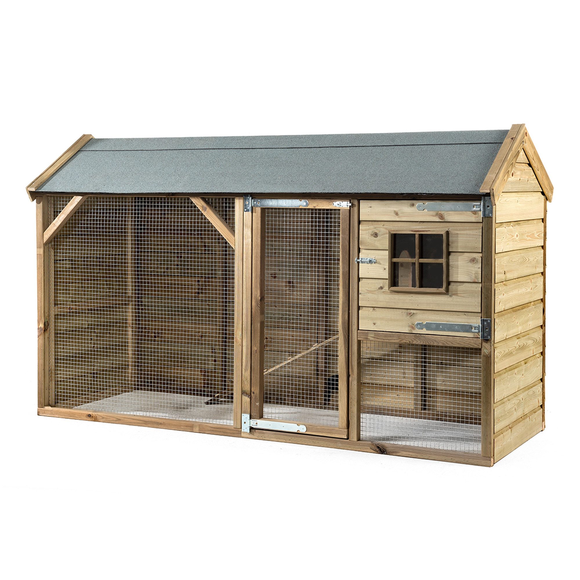 FATMOOSE Freigehege BunnyBase Bliss aus Massivholz, wetterfester Premium Hasenstall, mit Auslauf, raubtiersicher für Kaninchen & Meerschweinchen