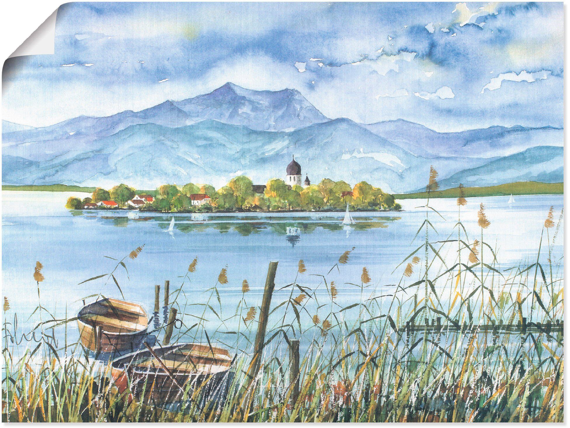 Artland Wandbild Seeblick Herreninsel, Gewässer (1 St), als Leinwandbild, Wandaufkleber oder Poster in versch. Größen