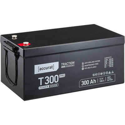 accurat AGM Solarbatterie 12V 300Ah für Wohnmobil Camping Batterie, (12 V V)