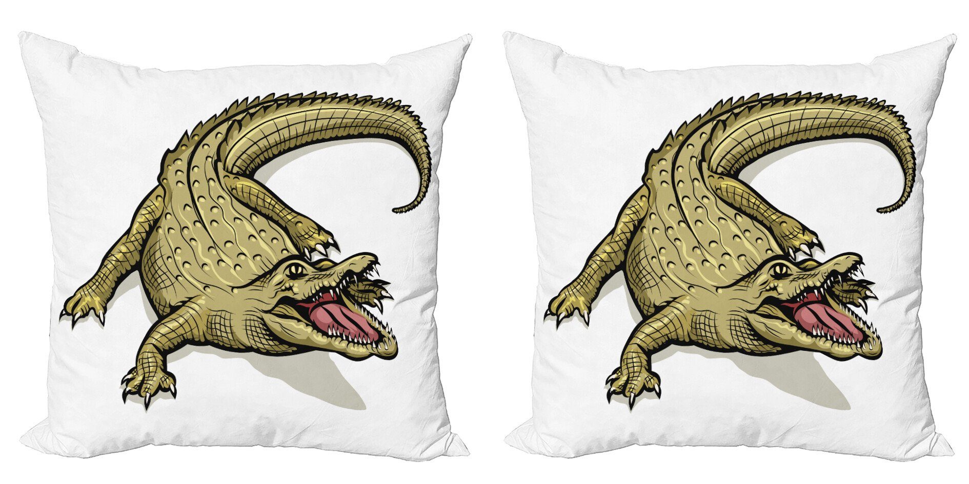 Kissenbezüge Modern Accent Doppelseitiger Digitaldruck, Abakuhaus (2 Stück), Reptil Exotische wildes Krokodil