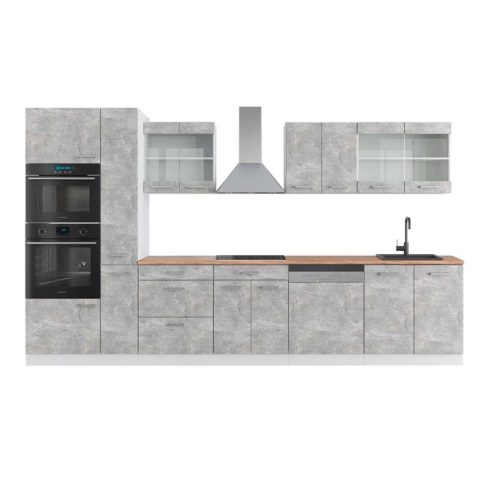 Vicco Küchenzeile R-Line, Beton/Weiß, 350 cm günstig online kaufen