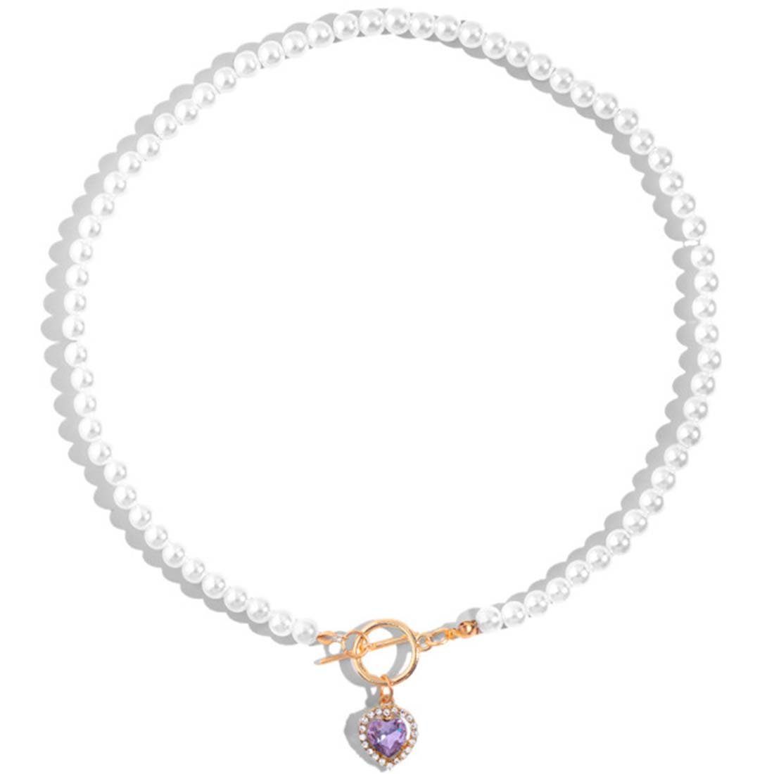 Charm-Kette für Kristalldiamant-Liebesanhänger-Perlenhalskette Farbige YANN Weiß4 Frauen