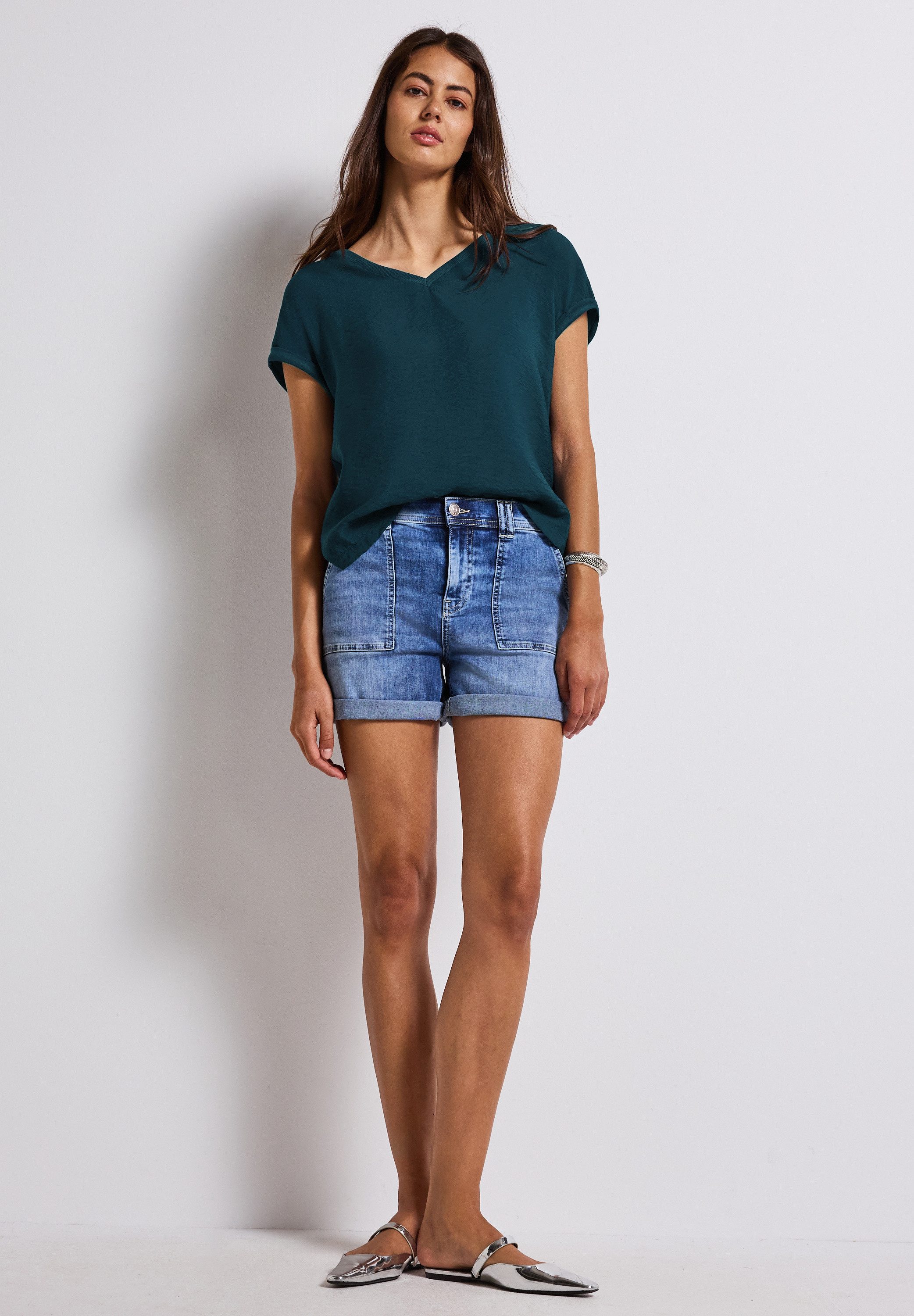 STREET ONE T-Shirt mit V-Ausschnitt