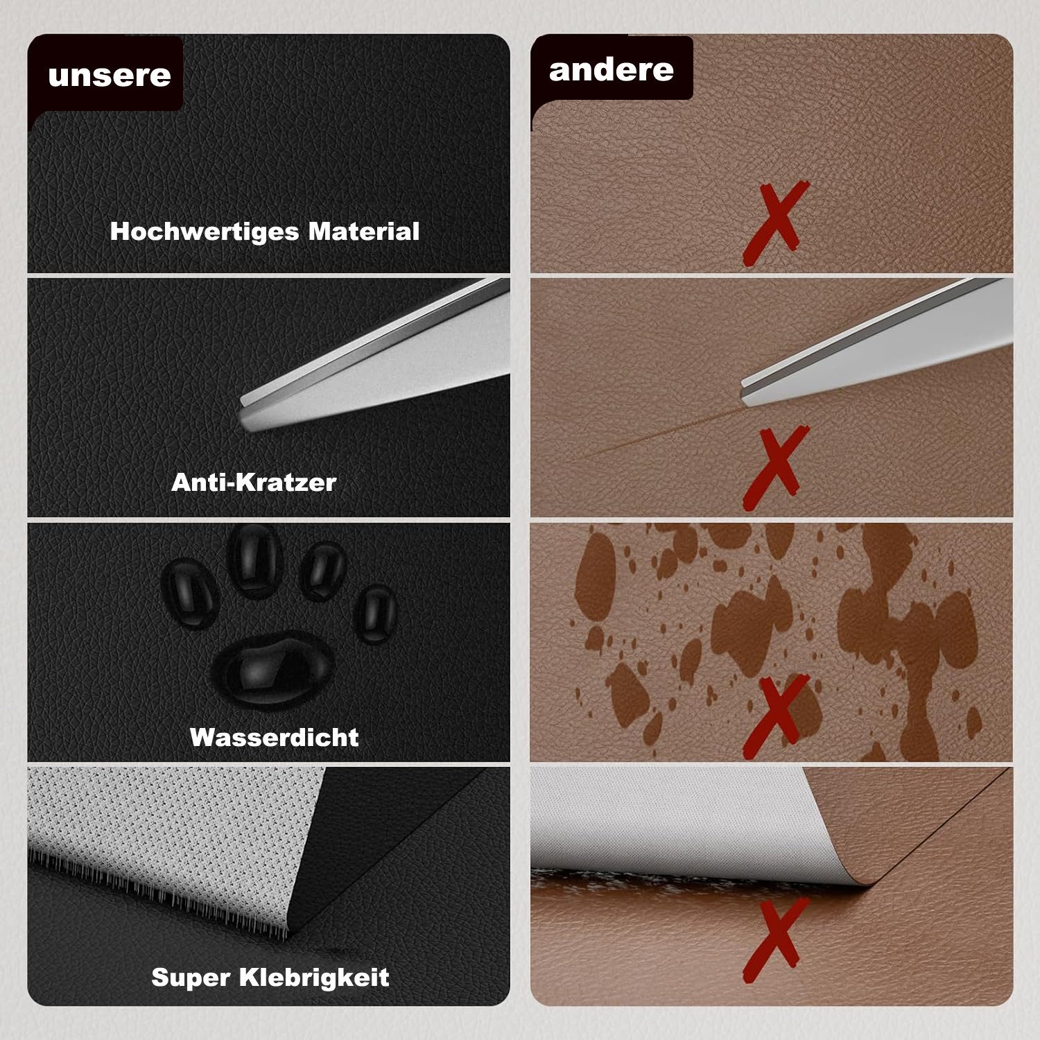 Minicloss Stoff Selbstklebende Lederflicken, Kunstleder, Lederwiederherstellung