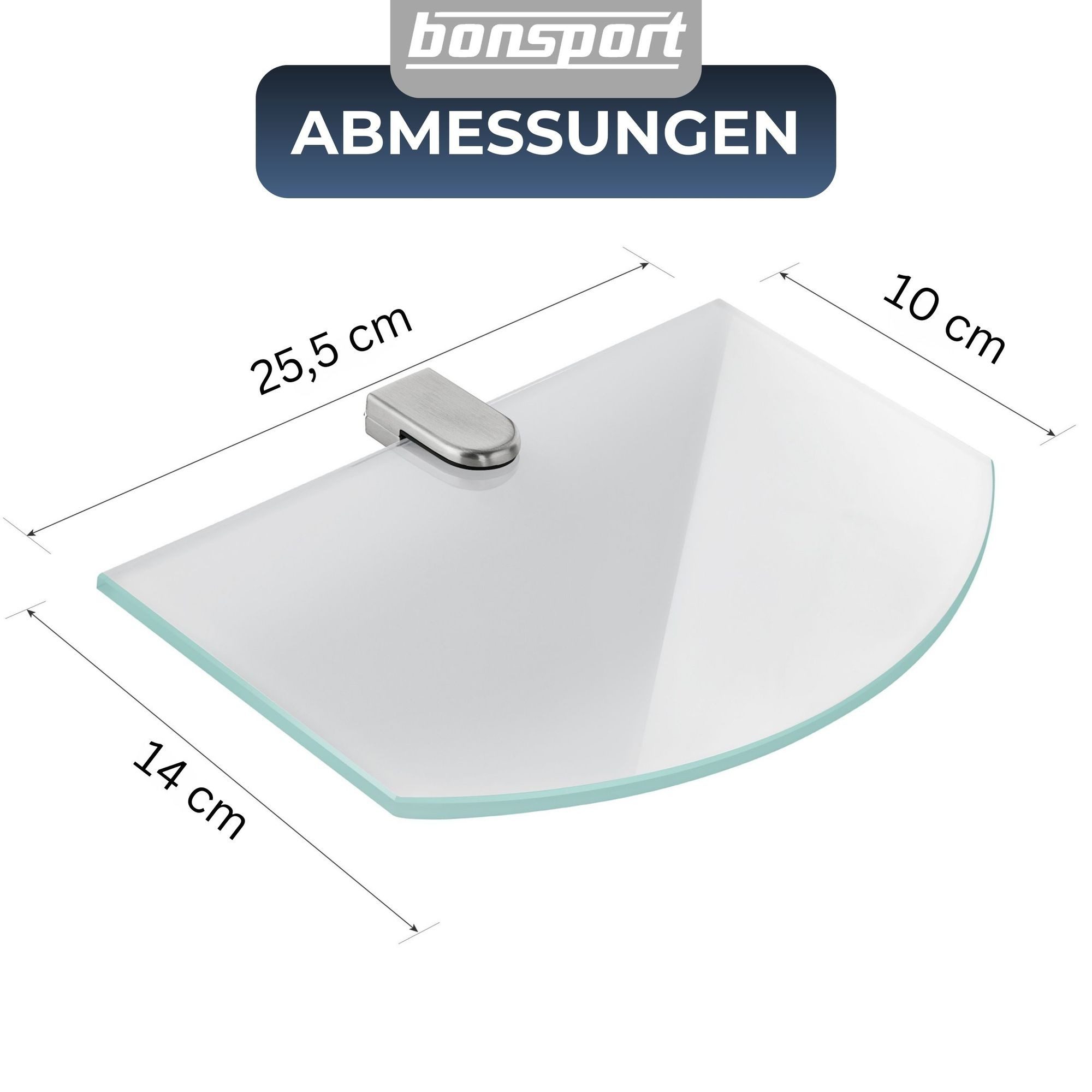 bonsport Badregal Glas Regal, Glasregal Milchglas halbrund 25.4 x 14 x 0.6 günstig online kaufen