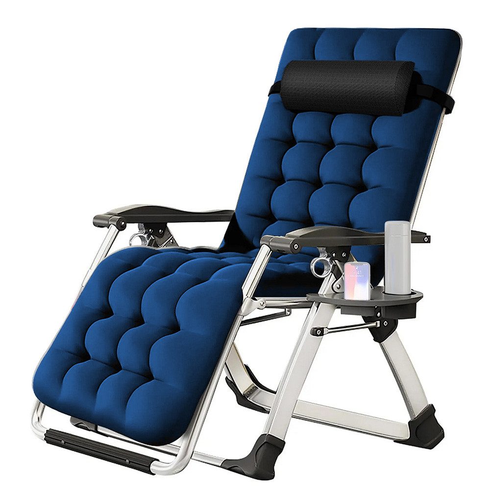 Divit Gartenstuhl Gartenstuhl Liegestuhl Sonnenliege klappbar mit Auflage Metall SR11 bl