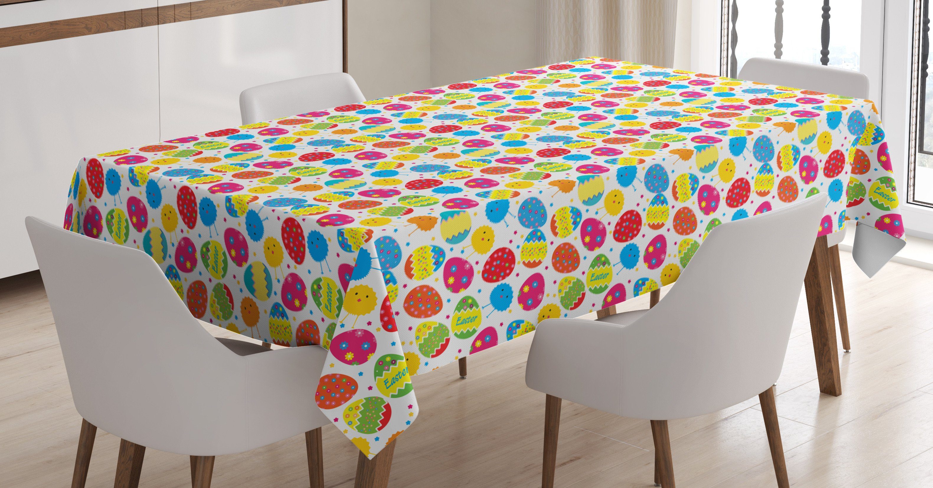 Für Tischdecke Abakuhaus Farbfest Ostern Waschbar Außen Klare Chicken Farben, geeignet den Gänseblümchen Baby Bereich