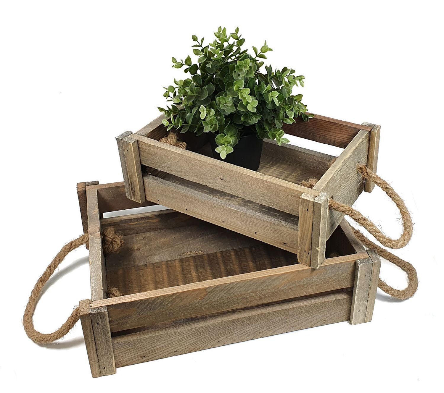 Intertoys Aufbewahrungsbox Deko-Holzkisten 2er-Set Dekokiste Holzbox Obstkiste Weinkiste Aufbewah