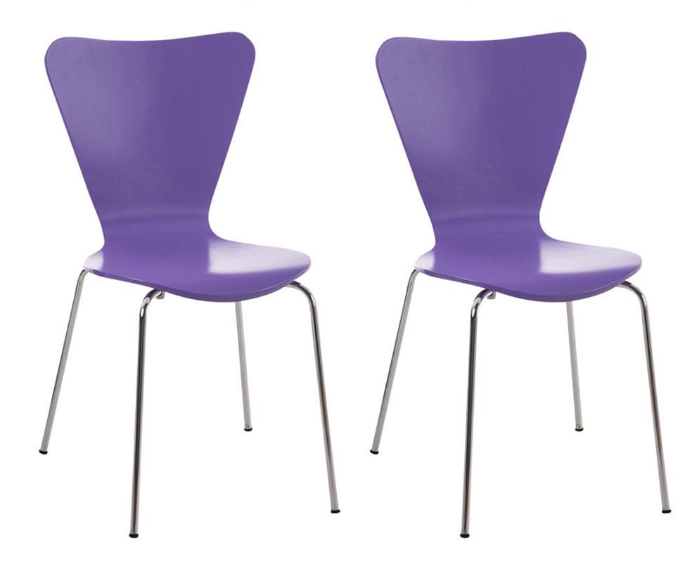 TPFLiving Besucherstuhl Calisso mit ergonomisch geformter Sitzfläche - Konferenzstuhl (Besprechungsstuhl - Warteraumstuhl - Messestuhl, 2 St), Gestell: Metall chrom - Sitzfläche: Holz lila