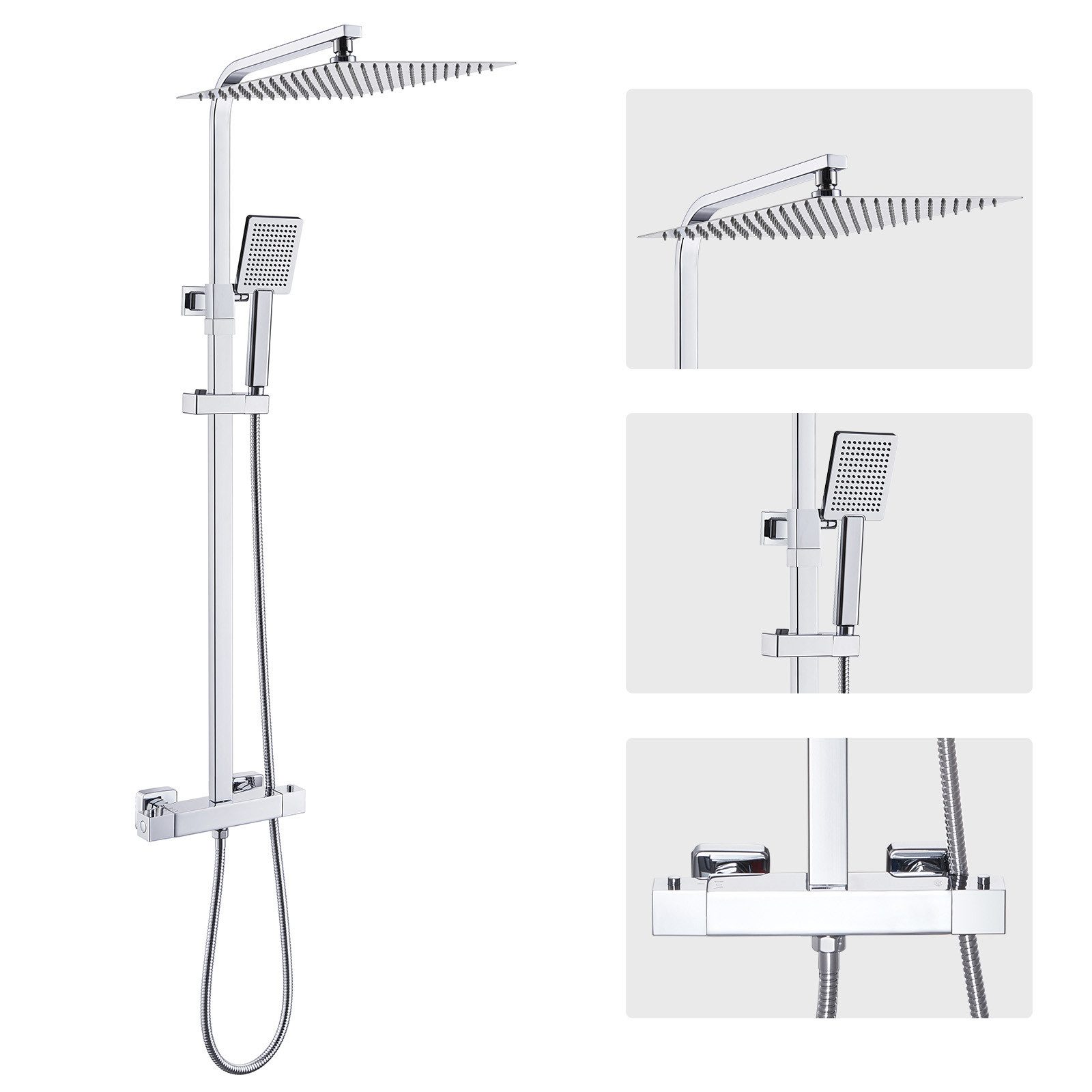 Duschsystem mit thermostat Handbrause mit Duschsäule Chrom-Brausegarnituren