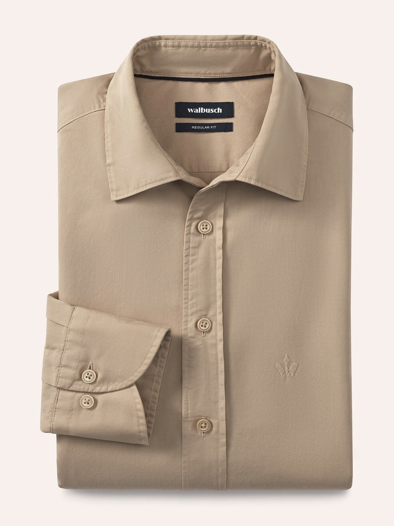 Walbusch Langarmhemd Herren Überfärber Baumwollhemd Regular Fit Langarm Garment-dyed Twill, Relax-Kragen, verdeckter Button-down