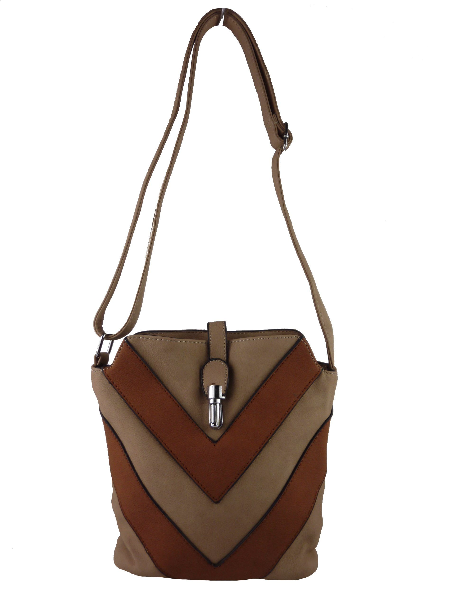 Taschen4life Umhängetasche kleine Tasche zum umhängen H0447, als Schultertasche & cross over tragbar, zweifarbiges Streifen Muster
