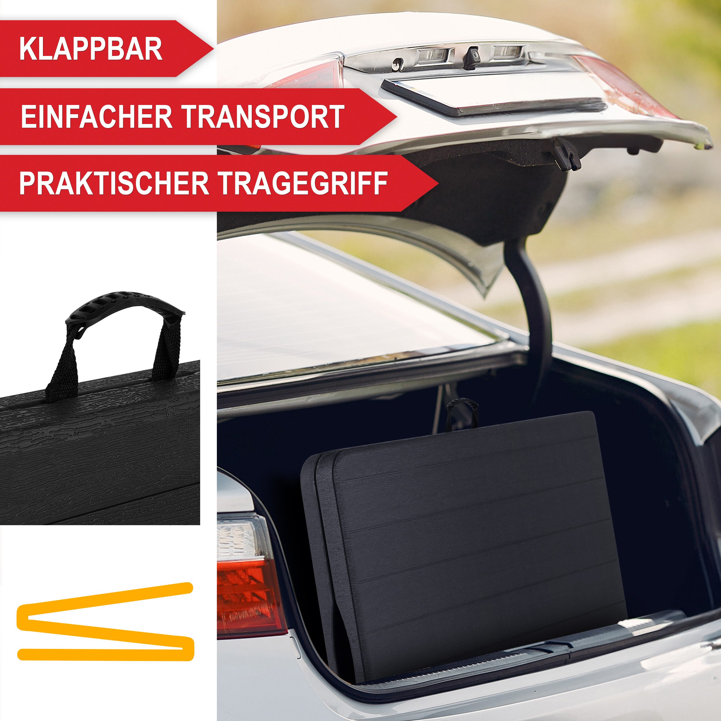 Onbest Klapptisch Campingtisch Falttisch Borkum mit Tragegriff Holzoptik, A günstig online kaufen
