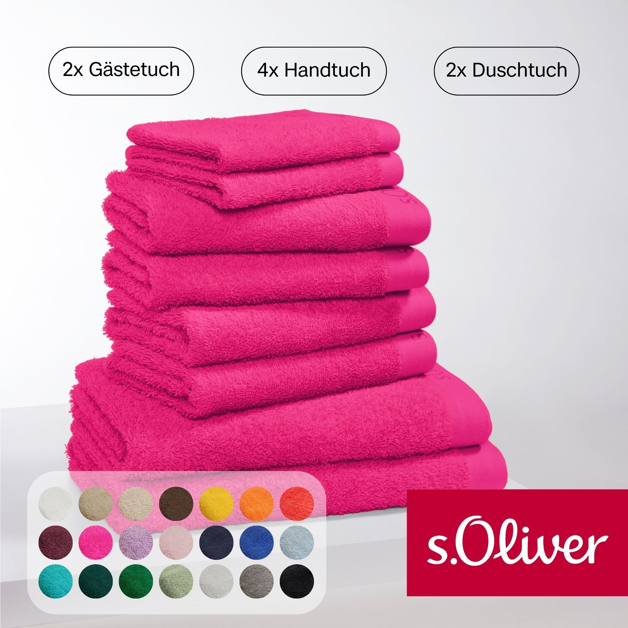 s.Oliver Handtuch Set s.Oliver, Premium Qualität, 600 gr/m², Walkfrottier (Set, 8-St), 2 Gästetücher 30x50, 4 Handtücher 50x100, 2 Duschtücher 70x140