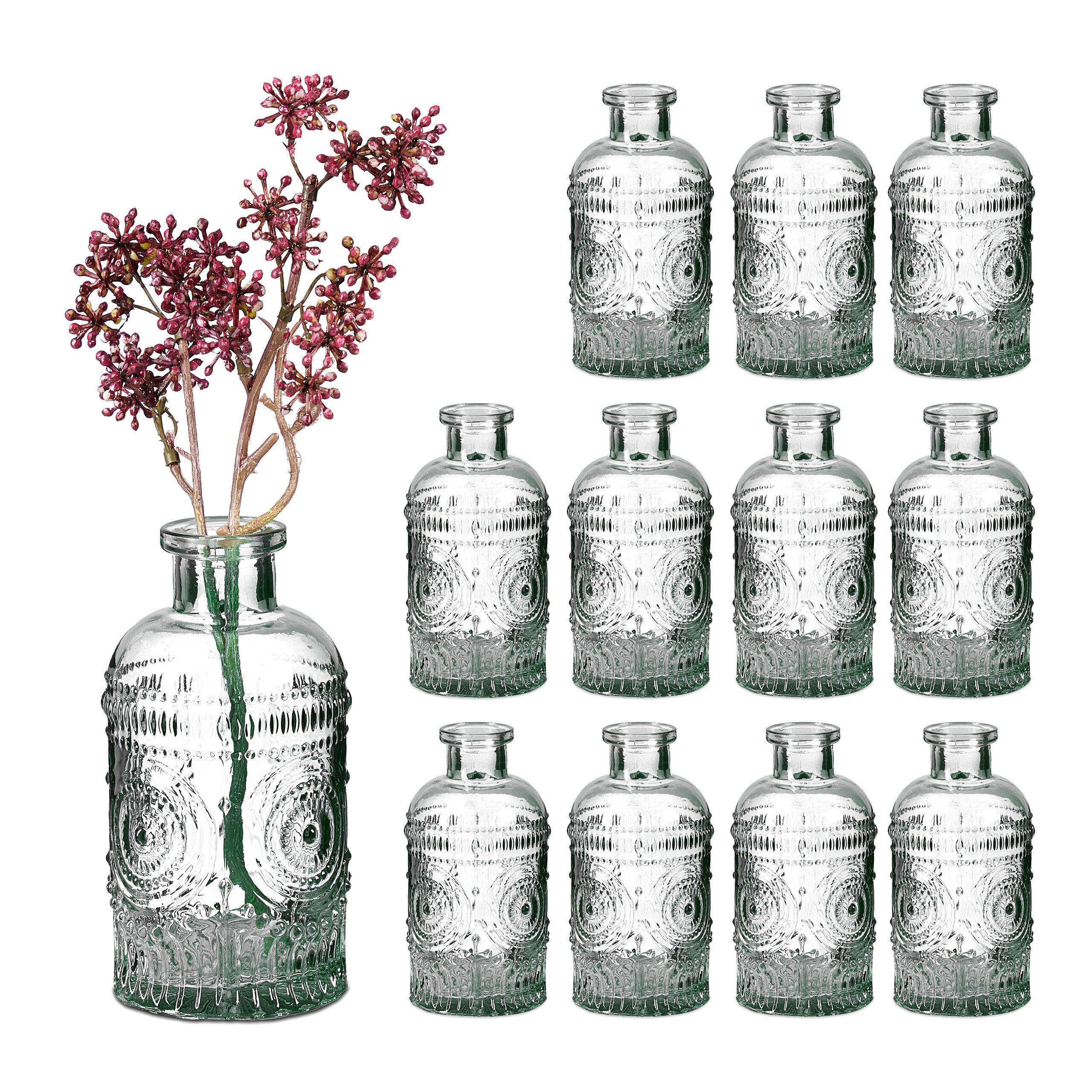 relaxdays Dekovase Glasvase 12er Set für Tischdeko, transparent günstig online kaufen
