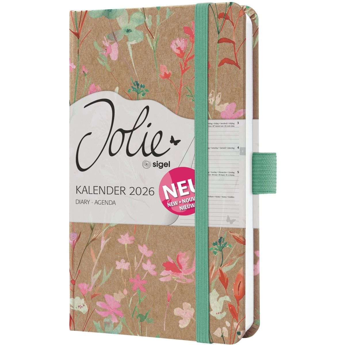 Sigel Taschenkalender Wochenkalender Jolie ca. A6 Hardcover Green Floral Serenity 2026 Packu