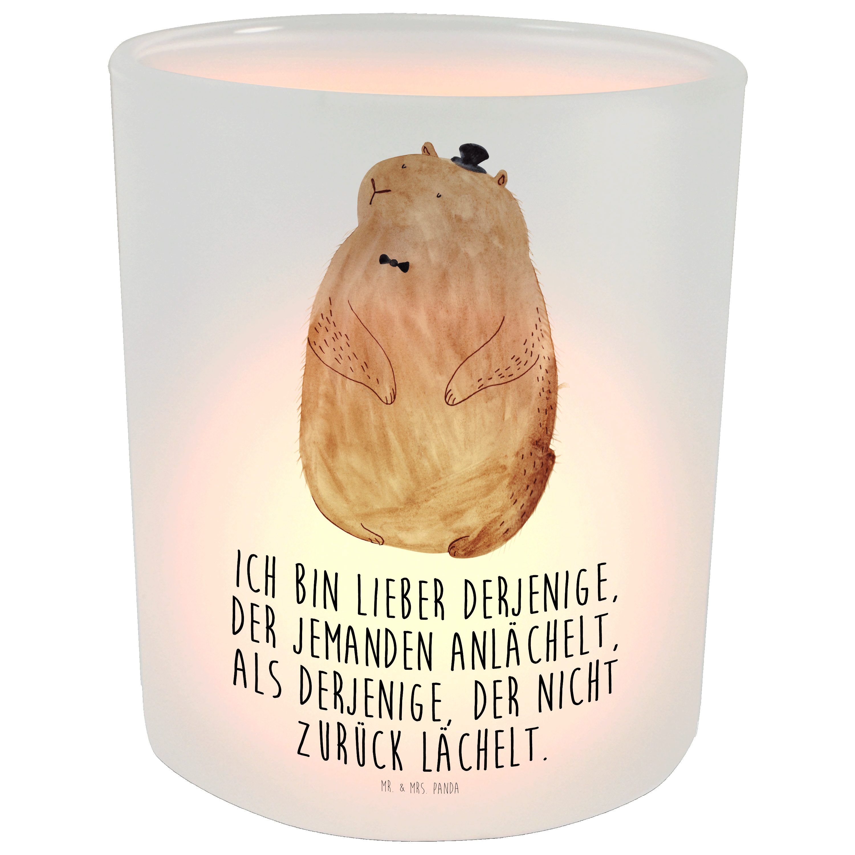 Transparent Mr. Sprüche, Windlicht - Mrs. Geschenk, Glas, & St) lustige Panda Windlicht - (1 Murmeltier