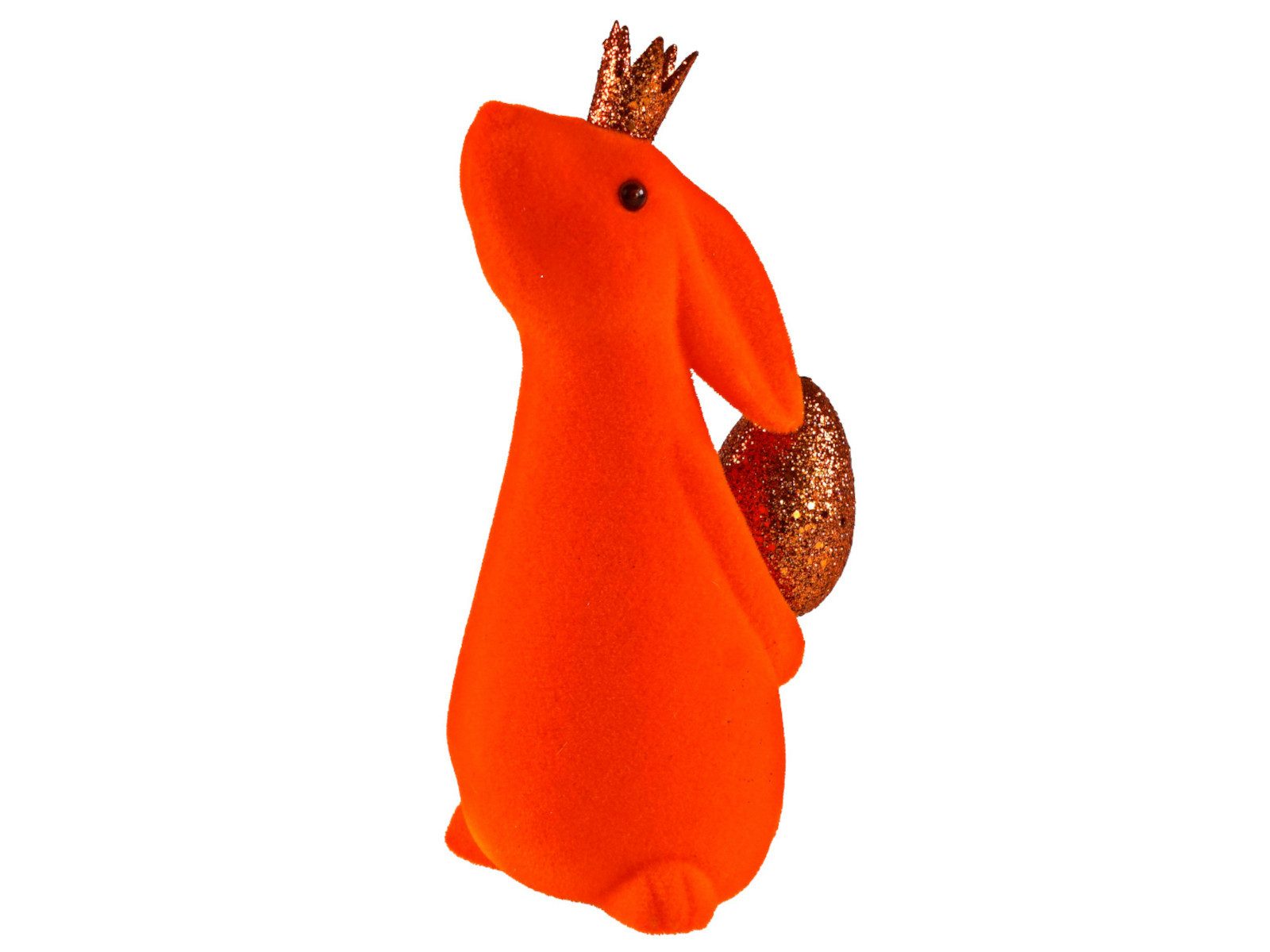 Werner Voß Dekofigur Hase mit Ei beflockt orange 18cm