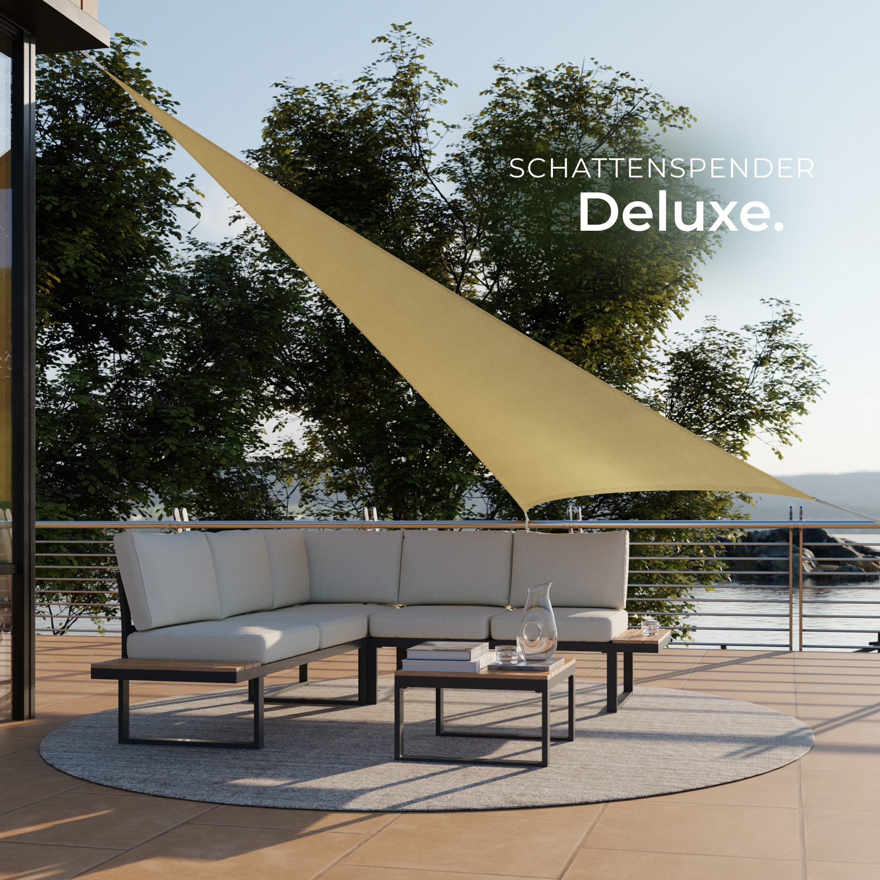 tectake Sonnensegel, (Set, 4 x 4 x 4 m), dreieckig mit UV-Schutz 50+