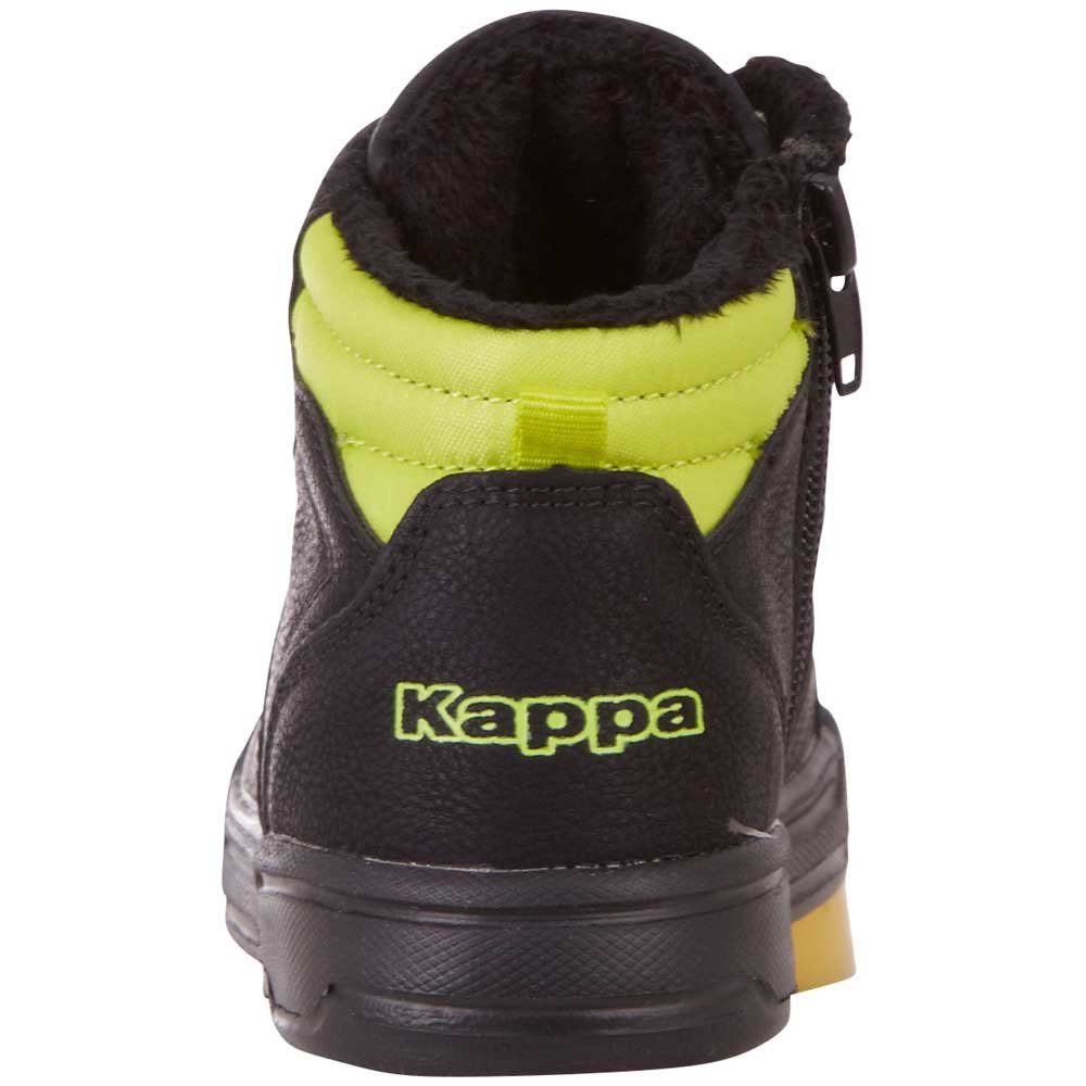 Kappa Sneaker an black-lime Innenseite der Reißverschluss praktischem mit