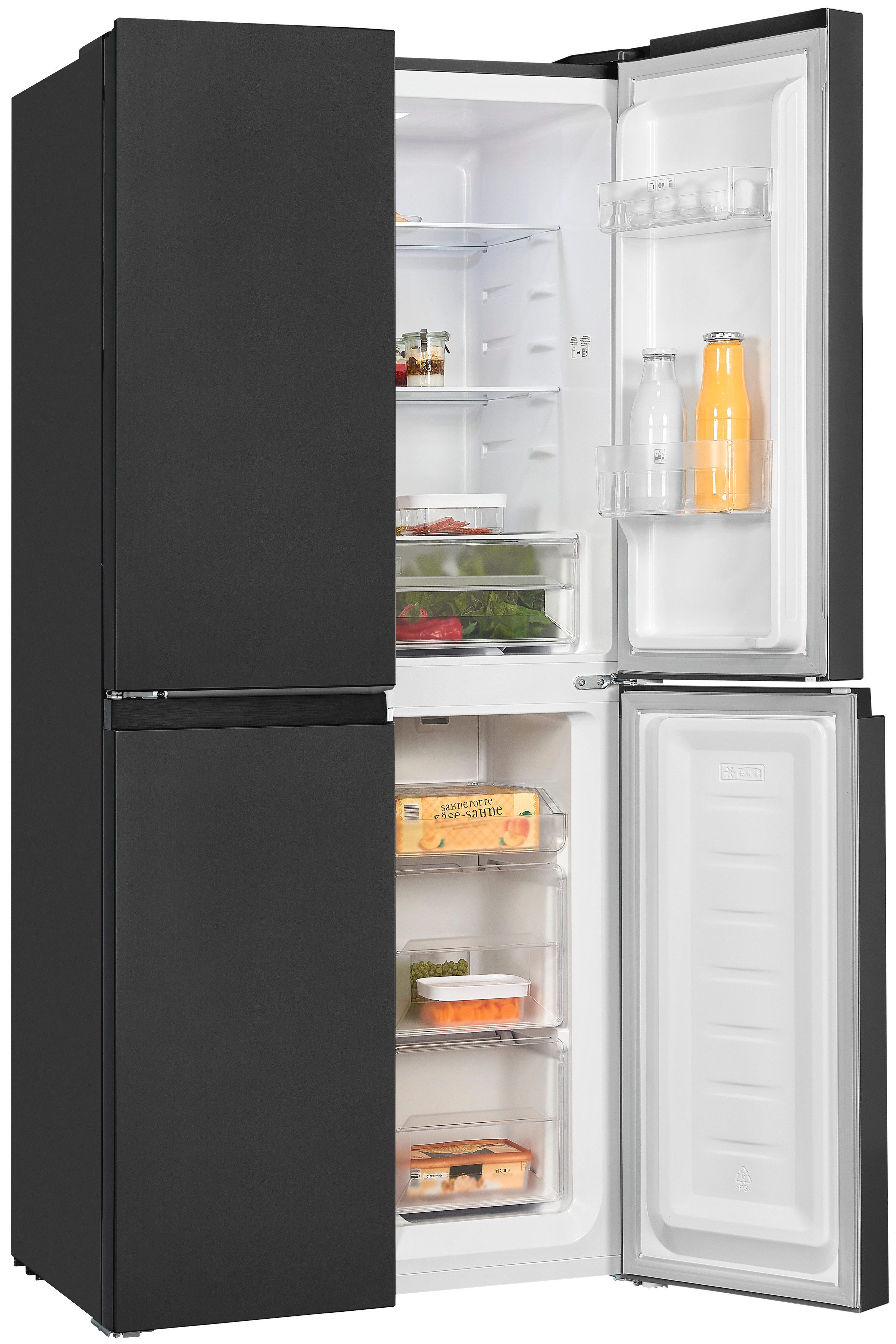 exquisit Multi Door MD365-125-040D inoxlook-az, 180 cm hoch, 79 cm breit, Kein Abtauen nötig: 362 L No-Frost Kühl-Gefrier-Kombi mit LED – Bild 4 von 5