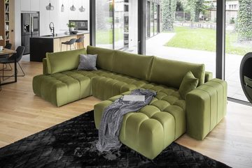 yourhouse24 Wohnlandschaft Bonito U, mit Schlaffunktion und Bettkasten, Ecksofa, U-Form Couch