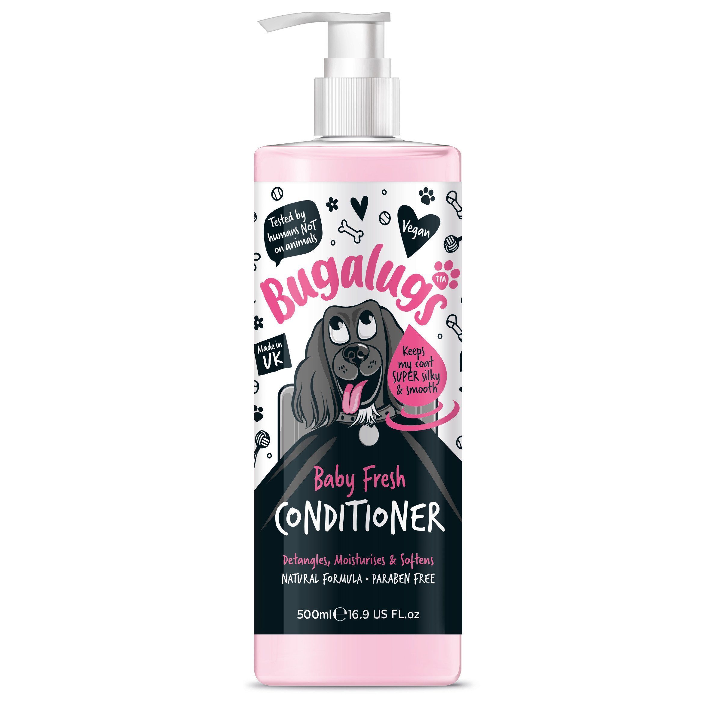 Bugalugs Fellpflege Bugalugs Baby Fresh Hundeconditioner Haarspühlung Fellpflege für Hunde, 500 ml, (1-St), pH neutral, Hundeshampoo, natürliche Formel, Vegan