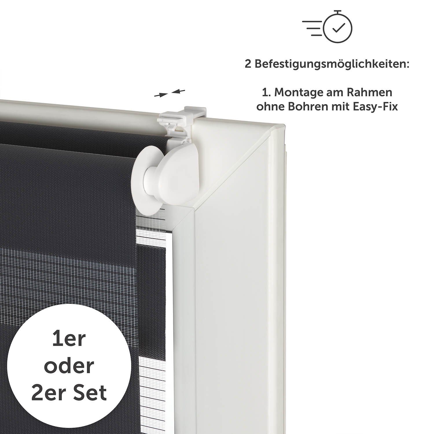 Doppelrollo Klemmfix Rollo, Rollos für Fenster ohne Bohren, Blumtal, Klemmfix, für Fenster & Türen, in verschiedenen Farben und Größen