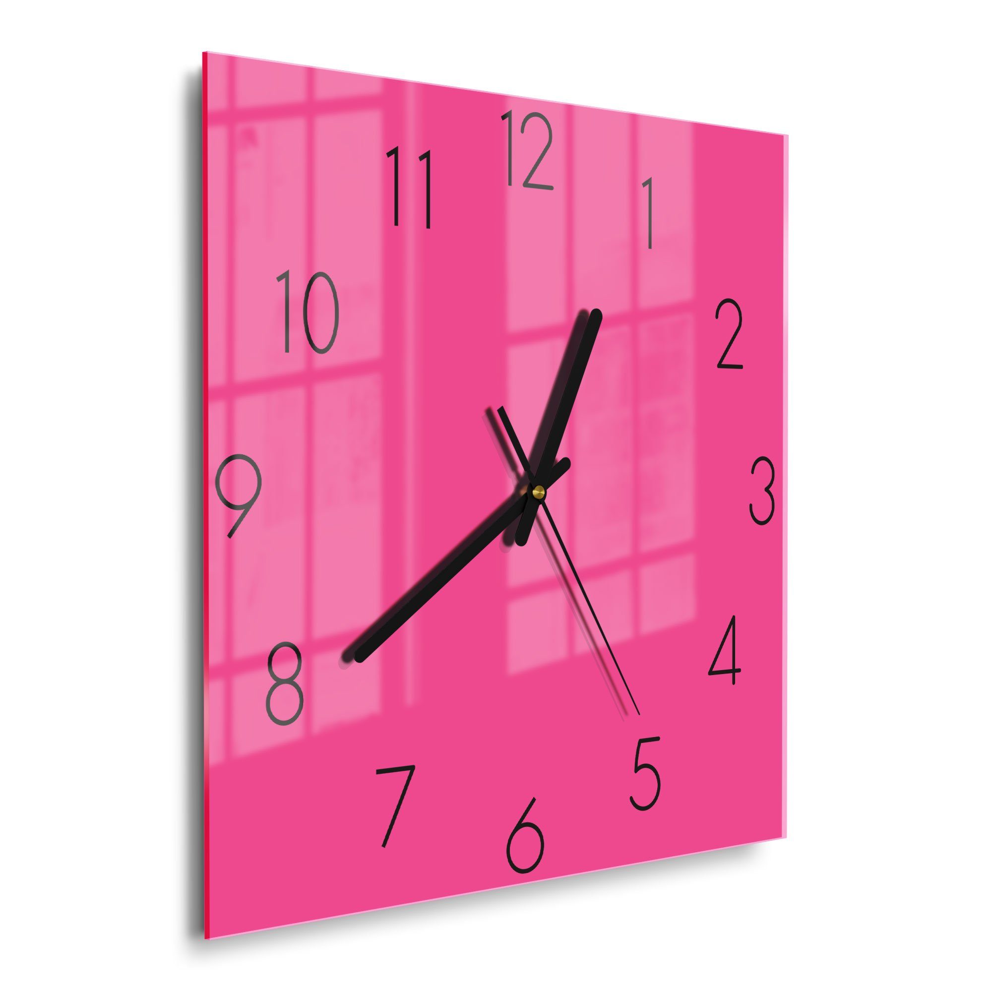DEQORI Wanduhr 'Unifarben - Rosa' (Glas Glasuhr modern Wand Uhr Design Küchenuhr)